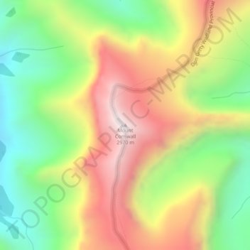 Carte topographique Mount Cornwall, altitude, relief