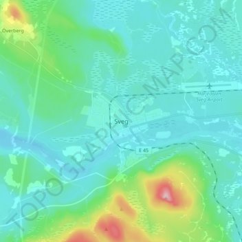 Carte topographique Sveg, altitude, relief