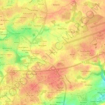 Carte topographique Cosquer, altitude, relief