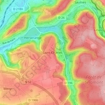 Carte topographique Saint-Charles, altitude, relief