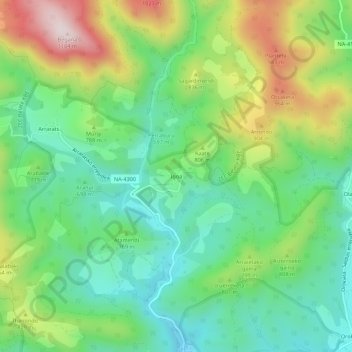 Carte topographique Igoa, altitude, relief