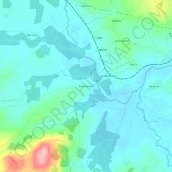 Carte topographique Montemeá, altitude, relief