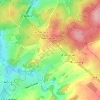 Carte topographique Herbaimont, altitude, relief