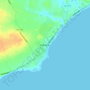 Carte topographique Abbekås, altitude, relief