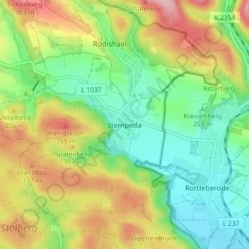 Carte topographique Stempeda, altitude, relief
