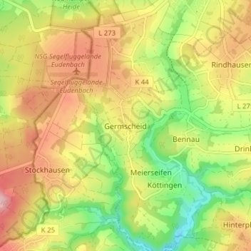 Carte topographique Germscheid, altitude, relief