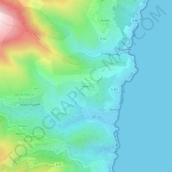 Carte topographique Partine, altitude, relief