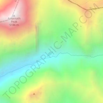 Carte topographique Amarnath Cave Temple, altitude, relief