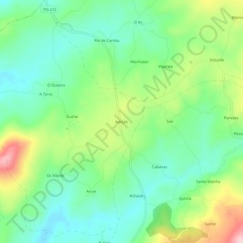 Carte topographique Adelán, altitude, relief