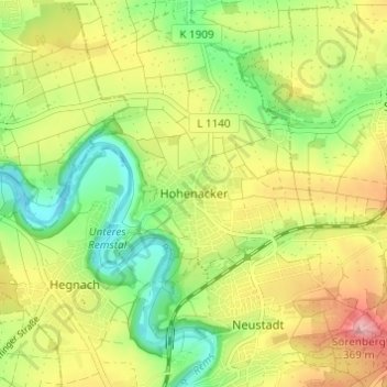 Carte topographique Hohenacker, altitude, relief