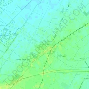 Carte topographique Mezzolara, altitude, relief