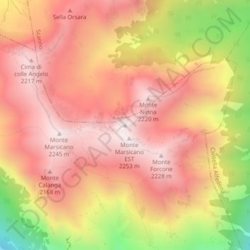 Carte topographique Quota, altitude, relief