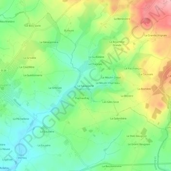 Carte topographique La Sauvagerie, altitude, relief