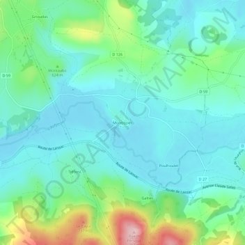 Carte topographique Montrozier, altitude, relief