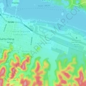 Carte topographique Ciudad Satelite, altitude, relief