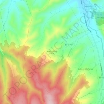 Carte topographique Mozoncillo de Oca, altitude, relief