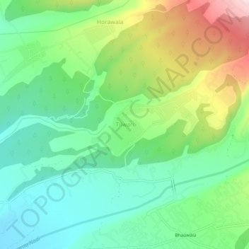 Carte topographique Tilwari, altitude, relief
