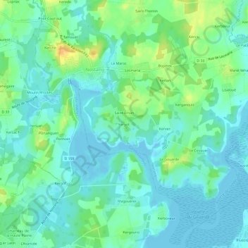 Carte topographique Keryot, altitude, relief