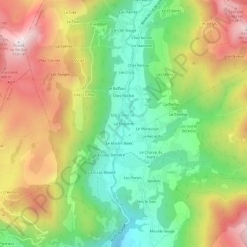 Carte topographique La Fruitière, altitude, relief