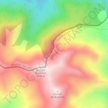 Carte topographique Lagunas de Fasgueo, altitude, relief