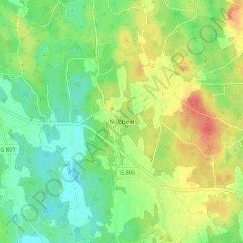 Carte topographique Nöbbele, altitude, relief