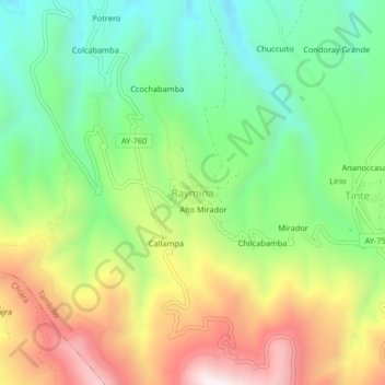 Carte topographique Raymina, altitude, relief