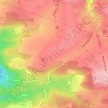 Carte topographique Chirmont, altitude, relief