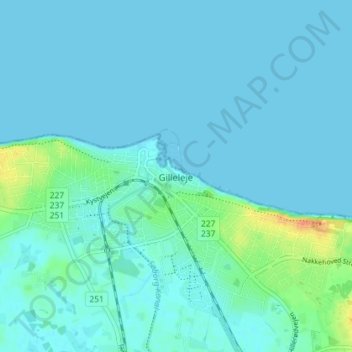 Carte topographique Gilleleje, altitude, relief