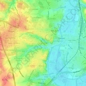 Carte topographique Saint-Eutrope, altitude, relief