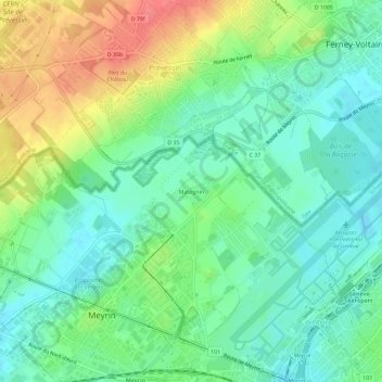 Carte topographique Mategnin, altitude, relief