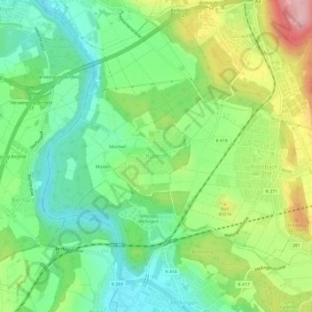 Carte topographique Rütihof, altitude, relief