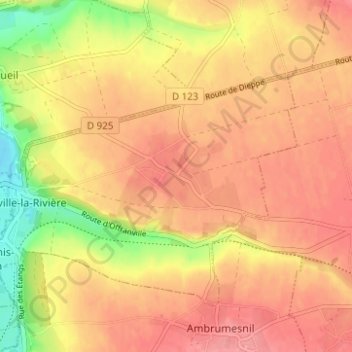 Carte topographique Tous-les-Mesnils, altitude, relief