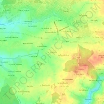 Carte topographique La Porcherie, altitude, relief