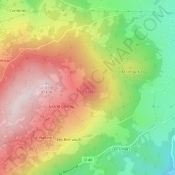 Carte topographique Le Fayet, altitude, relief