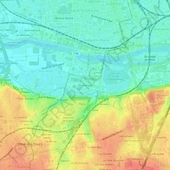 Carte topographique Les Granges, altitude, relief