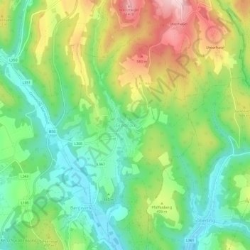 Carte topographique Grodnau, altitude, relief