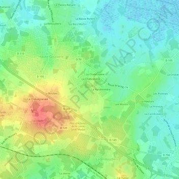 Carte topographique La Brosse, altitude, relief