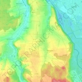Carte topographique Beutelreusch, altitude, relief