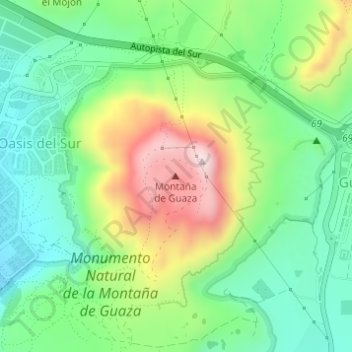 Carte topographique Montaña de Guaza, altitude, relief