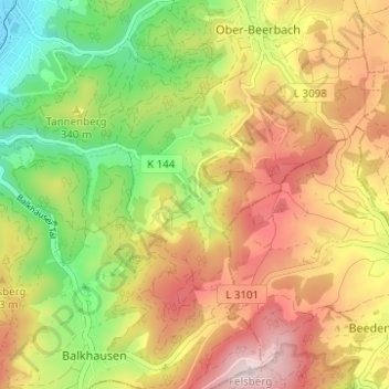 Carte topographique Stettbach, altitude, relief