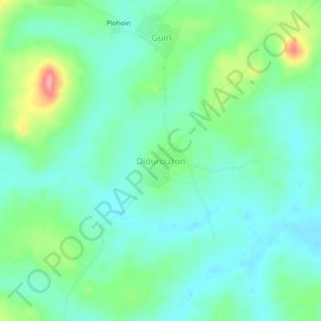 Carte topographique Diourouzon, altitude, relief