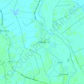 Carte topographique Diabali, altitude, relief
