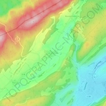 Carte topographique Les Pontets, altitude, relief