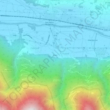 Carte topographique Poira, altitude, relief