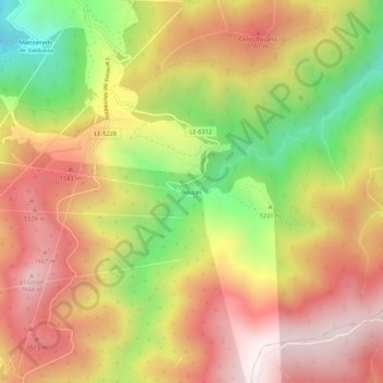 Carte topographique Bouzas, altitude, relief