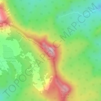 Carte topographique Crater Peak, altitude, relief