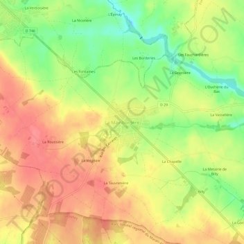 Carte topographique La Mainborgère, altitude, relief