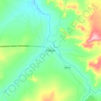 Carte topographique Finkolo, altitude, relief
