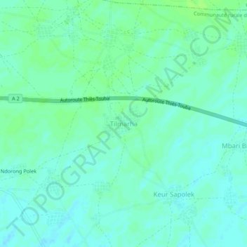 Carte topographique Tilmarha, altitude, relief