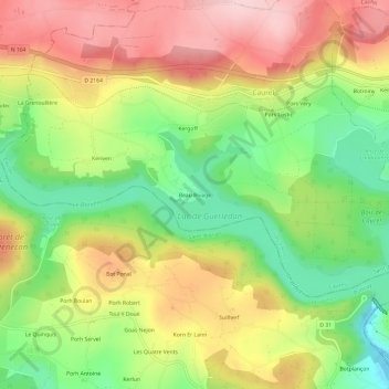 Carte topographique Beau Rivage, altitude, relief